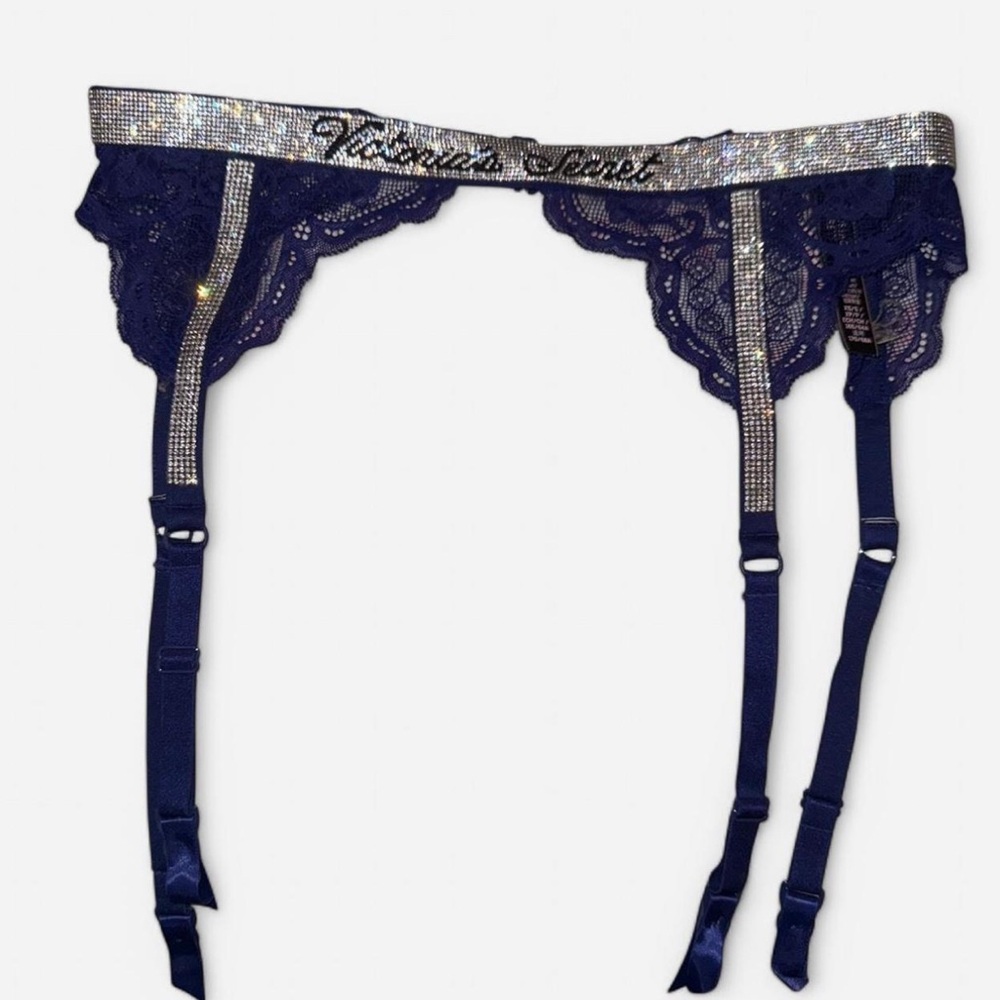 Victoria's Secret Deep Blue Lace Garter Belt